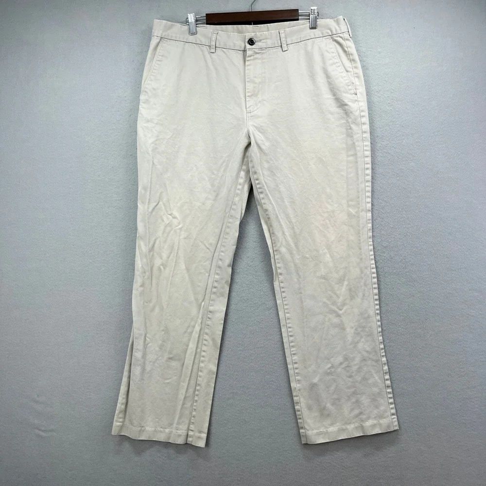 Haggar Straight Fit Chinos Mens 38x30 Khaki Tan Cotton Twill Casual Work Khakis